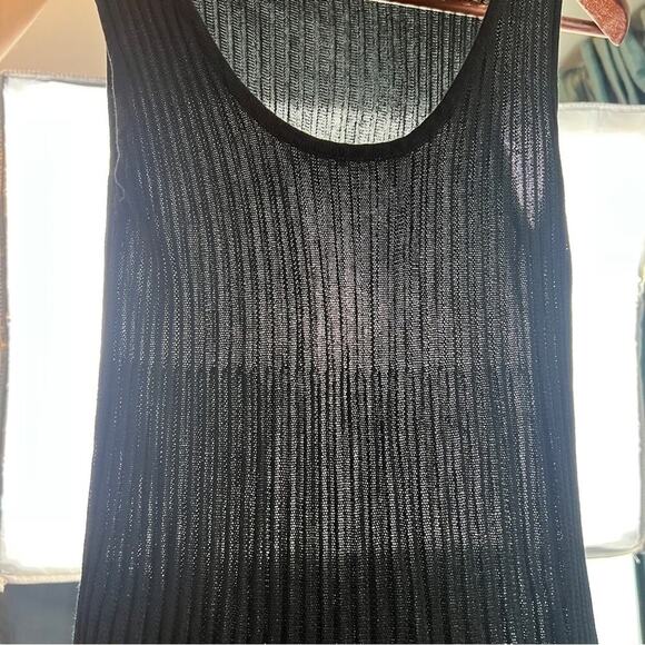 YUKA Little Black Ribbed Sleeveless Sheer Dress size Large (254) - Picture 7 of 7